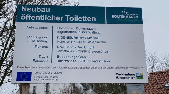 Neubau von zwei innovativen öffentlichen WC-Anlagen // Aktenzeichen: GRWI-13-0059 Gemeinschaftsaufgabe "Verbesserung der regionalen Wirtschaftsstruktur"